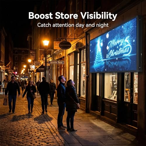 Image of P5 65 inchx34 inch Programmable LED Sign High Brightness LED Scrolling Display Board-IP65 waterproof, 5500+ nits brightness, USB /WiFi control, durable for 24 /7 outdoor advertising