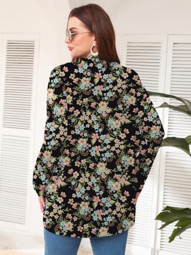 Image of AusLook Plus Size Lightweight Cardigans for Women Open Front Pockets Jacket