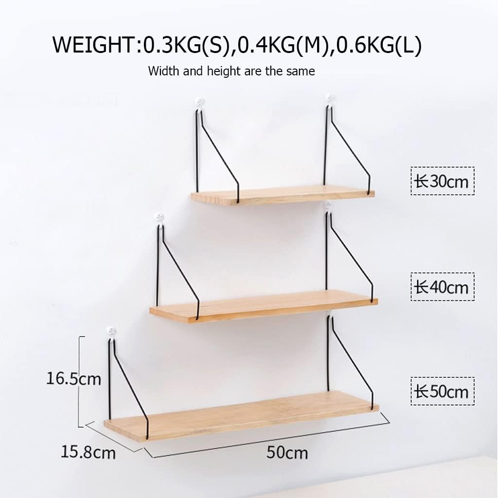 Iron Wood Wall Hanging Shelf Home Living Room Bedroom Decorative Shelf Magazine Rack Small Potted Plant Shelf (Color : D, Size : Lcode) (D Lcode)