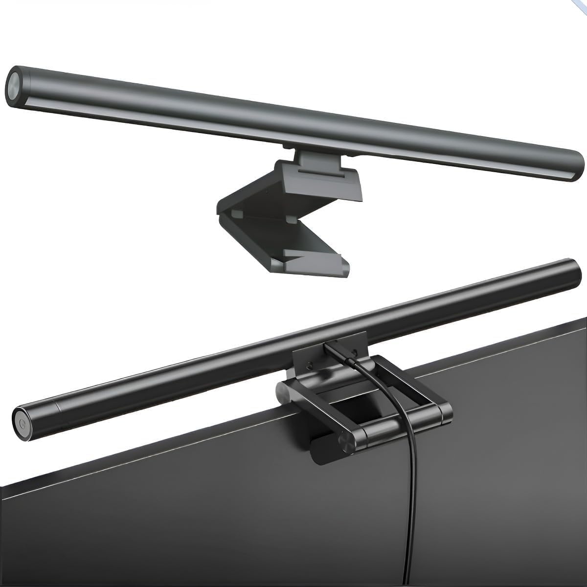 Luminária Barra Led Para Monitor Screenbar Usb Recarregável Com Brilho Ajustável 3 Temperaturas De Cor Luz Sem Reflexo Para Notebook Computador Mesa Home Office Leitura Setup Gamer Touch Led (PRETO)