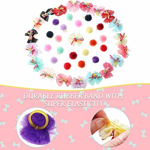 Waydress 40 Pieces Small Dog Bows Dog Hair Accessories with Rubber Bands Dog Topknot Bows Mixed Colors Pet Hair… - Image 5