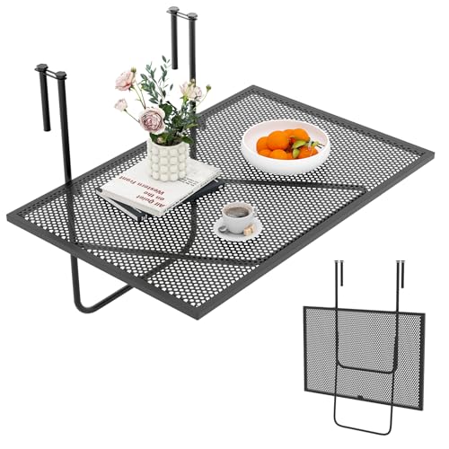 Tangkula Balcony Railing Table, Outdoor Folding Hanging Table with...
