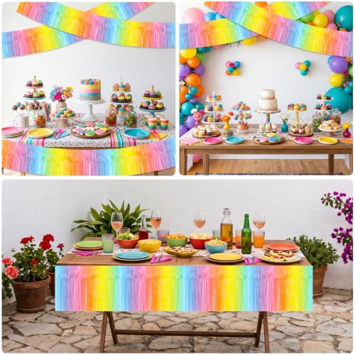 Image of BEISHIDA 3 Pack Light Macaron Foil Fringe Garland 30ft Wall Tinsel Banner