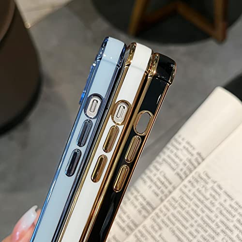 Ztofera For Iphone 13 Case (Not For Iphone 13 Pro), Protective Case For Women Cute Electroplated Butterfly Gold Edge Shockproof Slim Soft Tpu Bumper Girls Men Phone Cover For Iphone 13 (6.1"), Black #TOP2