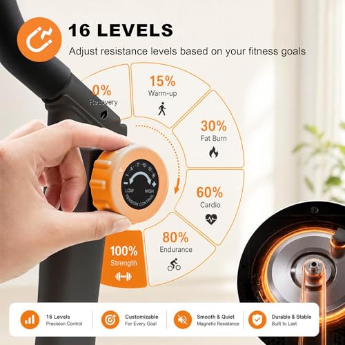 Image of Upgraded Magnetic Stair Stepper for Home, 16-Level Adjustable Resistance up to 77LBS, with Cup Holder & Bluetooth APP, Folding Compact Cardio Climber, 350LBS Capacity