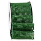SDZMDL Green Burlap Wired Ribbon 2-1/2 Inch, Solid...