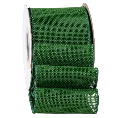 SDZMDL Green Burlap Wired Ribbon 2-1/2 Inch, Solid...