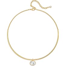 Dainty Gold Collar Choker Necklace for Women | 14k Gold Plated,Various Shapes CZ Pendant,Lightweight and Minimallist,Everyday Basic Versatile Style,Jewelry Gift for Her