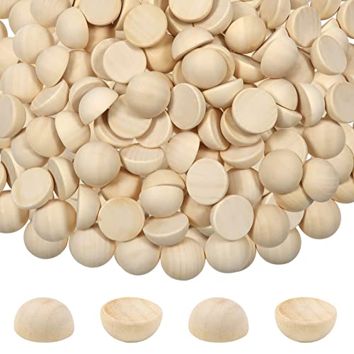 TOAOB 100pcs Half Wooden Beads Natural Unfinished Wooden Half Craft Balls 20mm Split Round Hemisphere Wood Ball for Painting DIY Jewellery Making Art Crafts Assortments