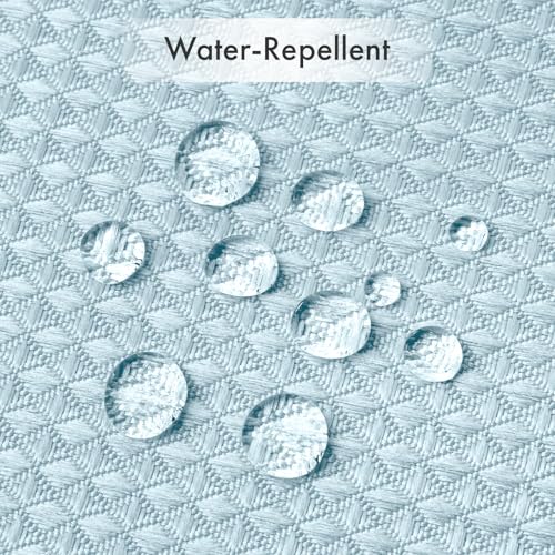 Image of AmazerBath Fog Blue Shower Curtain Waffle Textured, Fabric Shower Curtain Misty Blue Thick Heavy Duty 240GSM Hotel Quality Bathroom Shower Curtains, Premium Polyester, 72 x 72 Inches