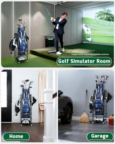 Image of Mythinglogic Golf Bag Storage Organizer for Garage, Multiple Capacities