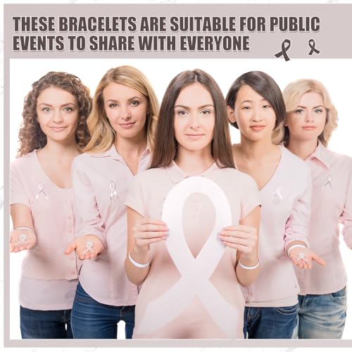 White Ribbon Silicone Bracelets White Awareness Silicone Wristband for Lung Cancer Bone Cancer Awareness 5