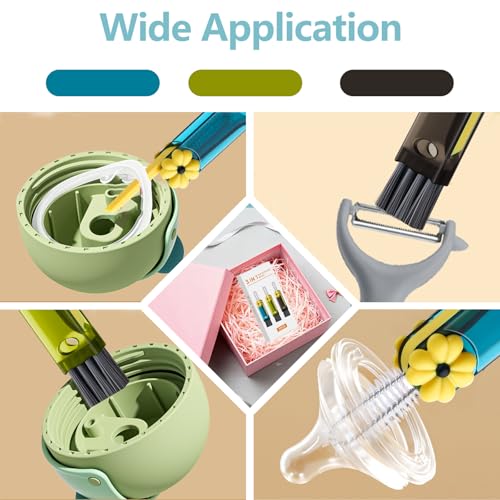 Image of 3 in 1 Cup Lid Gap Cleaning Brush Set, 3Pcs Multifunctional Bottle Cleaning Brush,Cup Lid Gap Cleaner, Home Kitchen Crevice Brush Tools