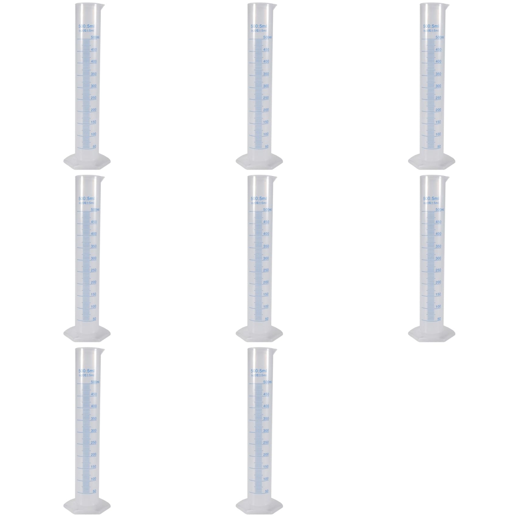 Hndhbfgrt 8X 500 Ml Plastic Transparent Graduated Tube.