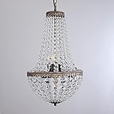 Wellmet 6 Lights French Empire Crystal Chandelier, 13 Inch Farmhouse Pendant Chandeliers Lighting,...
