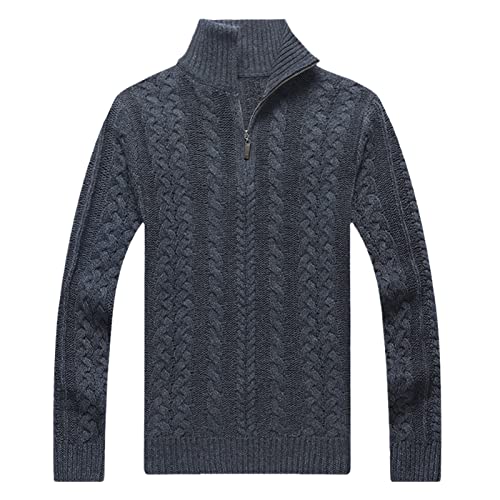 Tricot pour homme col roulé zippé en maille de qualité supérieure pour l'automne