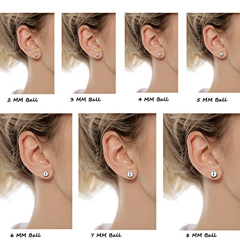 Tornito 14 Pairs Stainless Steel Ball Stud Earrings Barbell Cartilage Tragus Helix Ear Piercing For Men Women 2-8mm Silver Black2