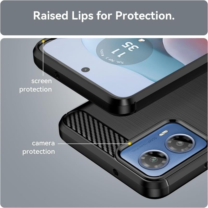 Image of NPRC Hybrid Ultra Slim Protective Case TPU Non-Slip Carbon Fiber Texture Shockproof Case Cover for Moto G34 - Black