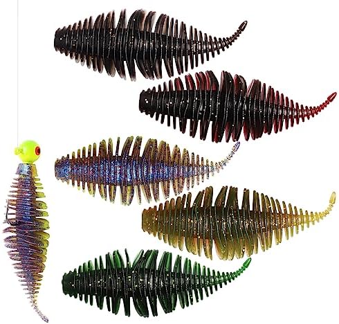 Dovesun Soft Plastic Swimbait, Fishing Worms Bionic Soft Leech Fishing Minnow Bait Fishing Soft Plastic Lures for Trout Walleye Bass Fishing 2.5in /30PCS