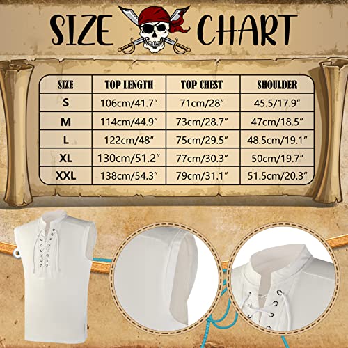 5 Pcs Adult Pirate Costume Mens Medieval Renaissance Viking Shirt Pirate Bandana Sash Belt For Halloween Cosplay Party (Small) #TOP4