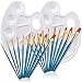20 Pcs Paint Brush Set with 2 Pcs Paint Tray Palette, FineGood Round Pointed Tip Nylon Hair Paintbrush for Kids Students Beginners - Brown