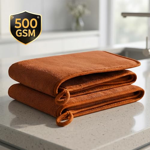 Image of Cutting EDGE 500 GSM Car Microfiber Cloth, Brown, 70x30 cm (Set of 2) | Material: Microfiber, 500 GSM, Small Size, Ideal for Car, Bike, Glass & Dashboard Cleaning, Soft, Lint-Free & Scratch-Free