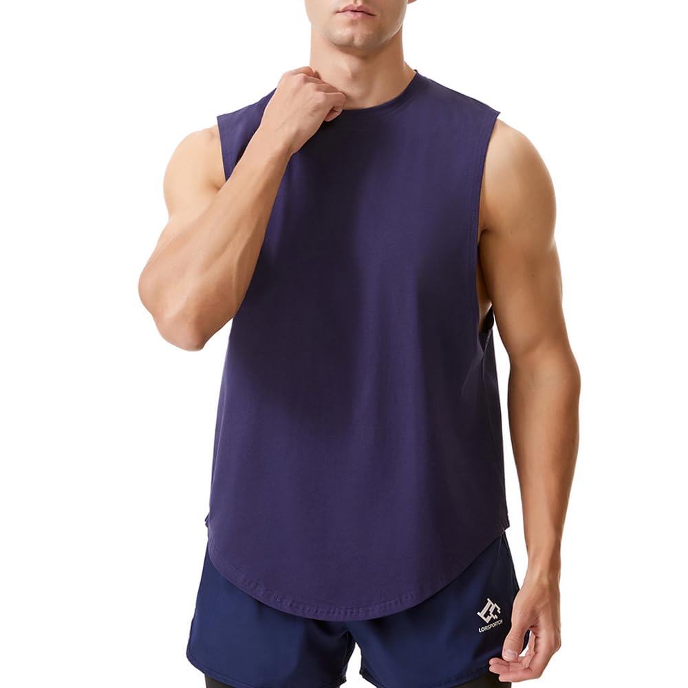 Camiseta sin Mangas de algodón para Hombre, para Entrenamiento, Atletismo, Gimnasio, musculación, musculación, Cortes