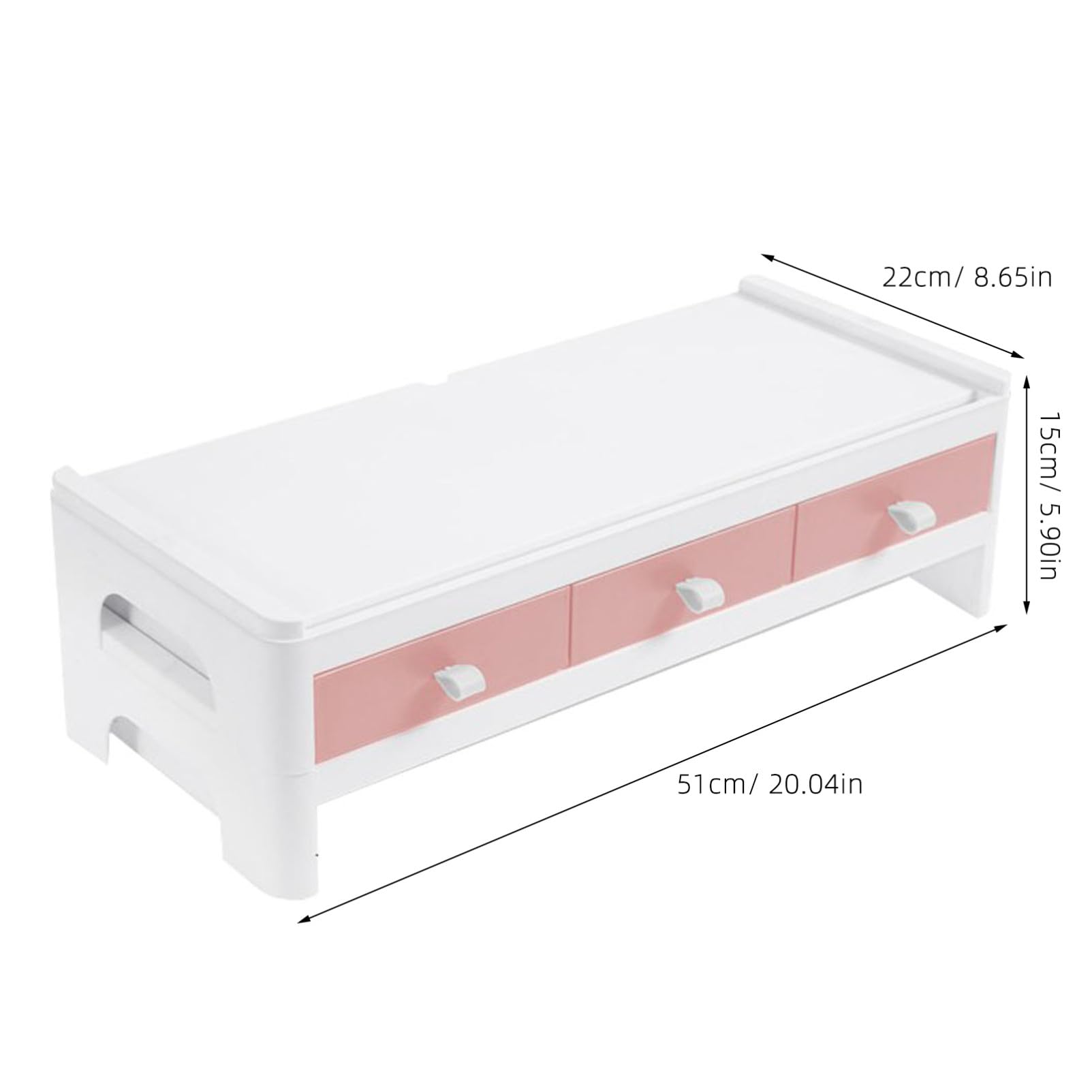 Rialzo Schermo Scrivania Rosa in Plastico Supporto Fisso | Organizzazione Classificata per Stationery e Cosmetici, Uso Domestico, per Studenti e Appassionate Makeup