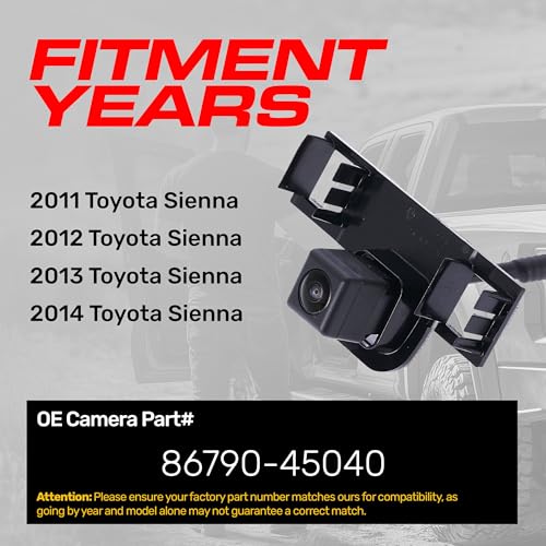 Image of Master Tailgaters Replacement for Toyota Sienna (2011-2014) Backup Camera OE Part # 86790-45040