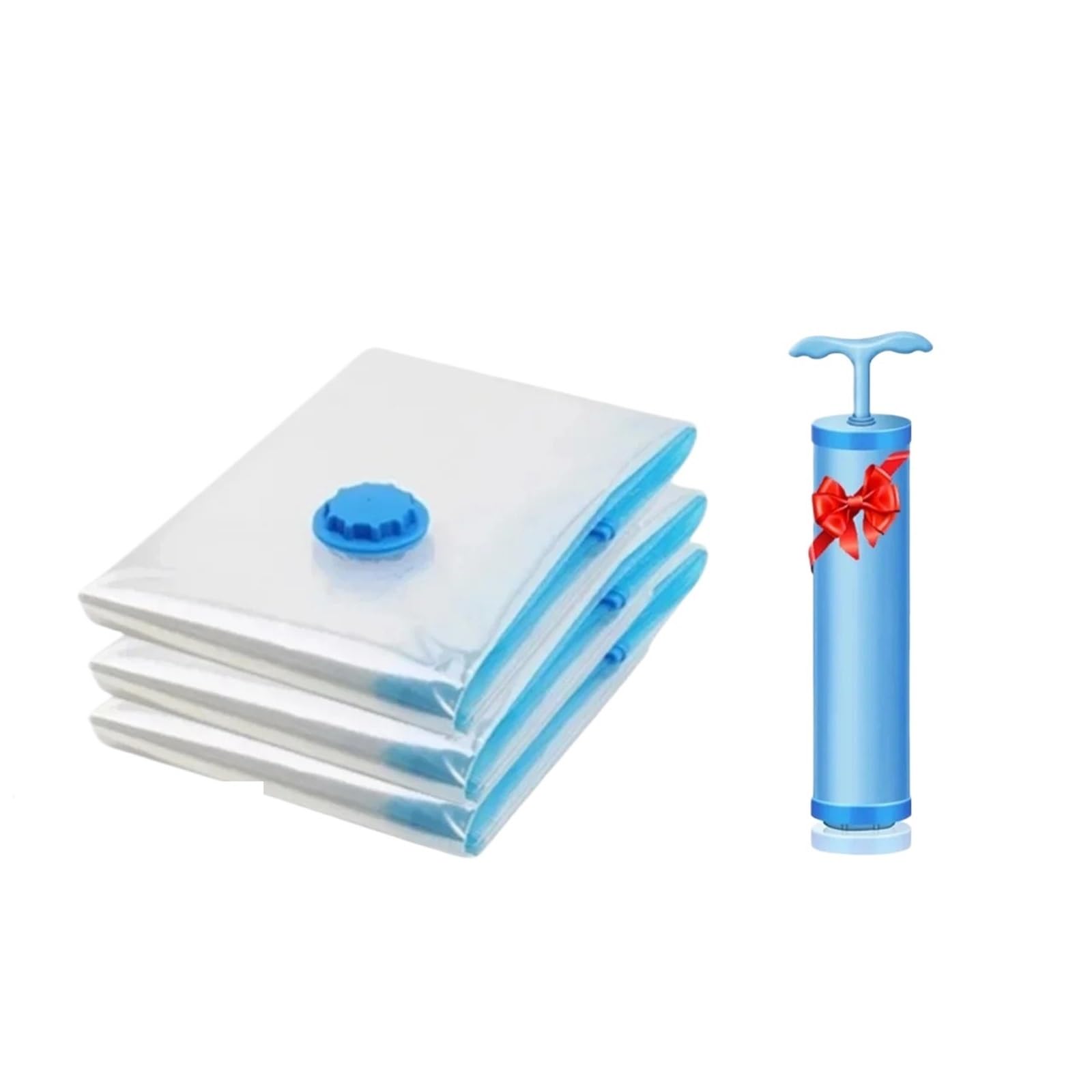 Sacchetti sottovuoto Sacchetti sottovuoto riutilizzabili da 3/5 pezzi | Con pompa sottovuoto for compressione, mini macchina for sigillare sottovuoto(3 pack with 1 pump,50x70cm)