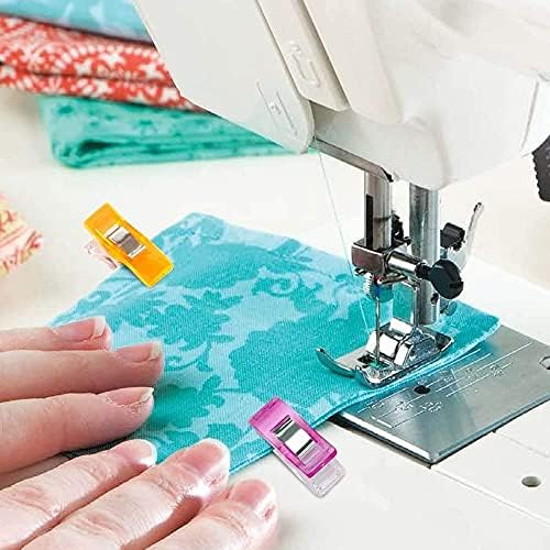 100 PCS Sewing Quilting Crafting Clips Plastic Fabric Clip Wonder Fabric No Pins Binding Quilting Crafting Assorted Colors Clips Fabric bias Binding Tape for Sewing, Quilting, Crafting and Knitting