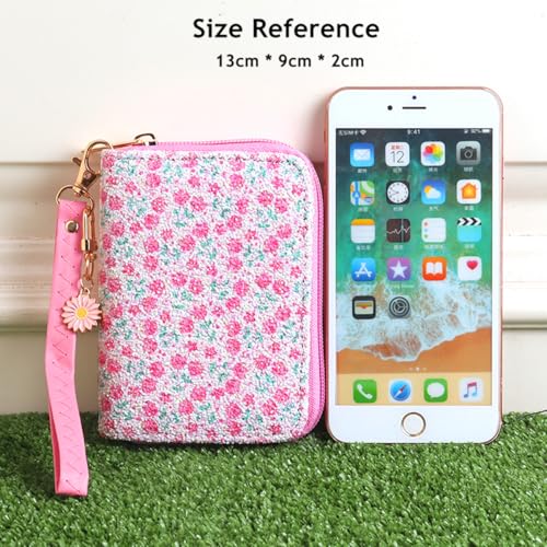 Image of AACKS Flower Wallets with Strap Little Girls Flower Coin Pouch Small Cute Wallet for Teen Girls with Coin Pocket Cherry Fruit Wallet