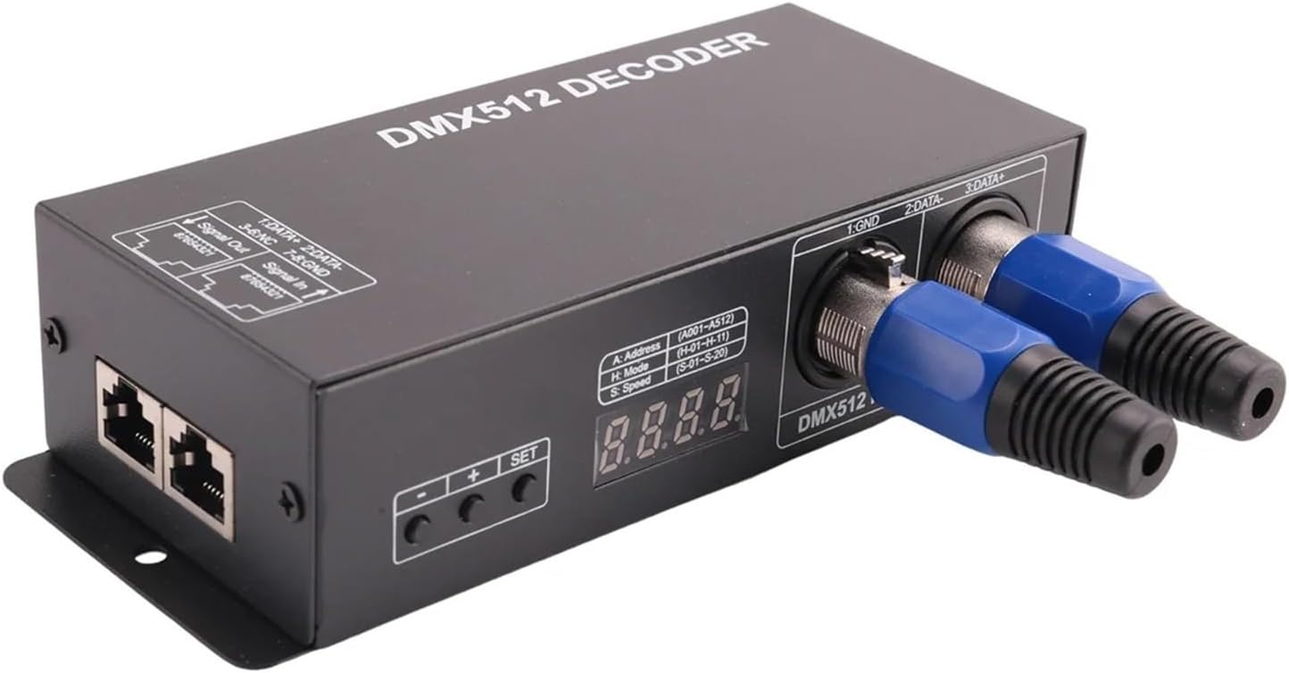 512 Digital Display decoder dimming Driver Dmx512 Controller Suitable for Led Rgbw Tape Light Strip Rj45 Connection