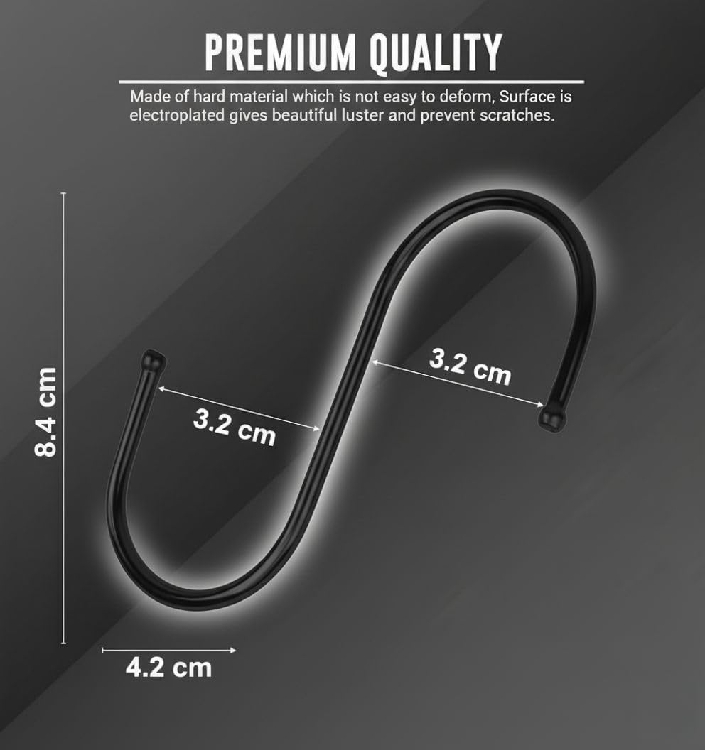 30 Pack Black S Hooks for Hanging Plants, Metal Hooks for Hanging, S Hooks for Hanging Heavy Duty, Durable S Shaped Kitchen Hooks for Kitchenware, Pots, Utensils, Clothes & Bags - Image 2