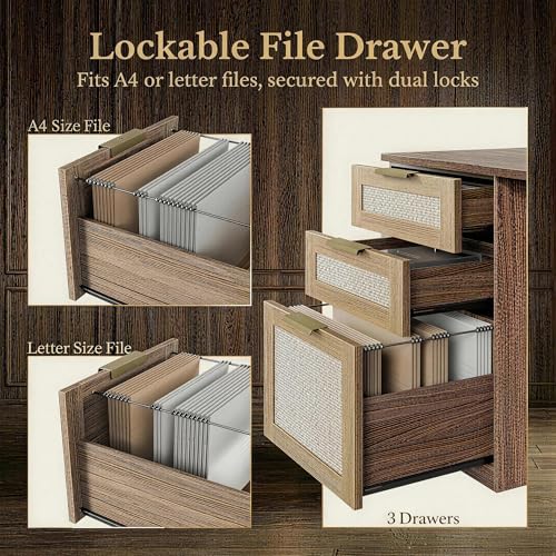 Image of 70 inch Standing Desk with File Cabinet, L Shaped Electric Height Adjustable Desk with AC /USB，Privacy Panel, Computer Executive Corner Table for Home and Office, Natural Oak