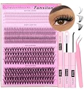 DIY Lash Extension Kit Natural Lash Clusters Wispy 30D+40D 484Pcs Lash Clusters Kit and Bottom La...