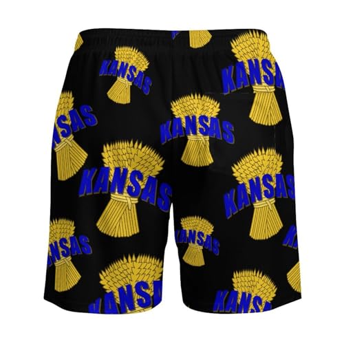 Kansas Wheat Cereal Crop Beach Shorts for Men Swim Trunks Quick Dry Swim Shorts with Compression Liner Pocket4