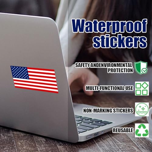 Image of American Flag Stickers,USA Patriotic Stickers 10 Pack Durable & Waterproof Decals for Car Bumper /Truck /Motorcycle /Helmet /Laptop /Window /Water Bottle /Mail Box