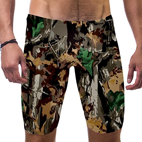 Bañador de natación HUI JIN SHOP de pierna cuadrada con camuflaje multicolor