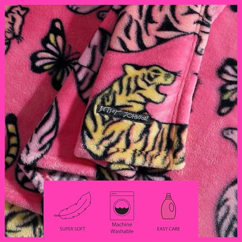 Image of Betsey Johnson - Blanket, Buttery-Soft Throw Blanket for Couch or Bed, Boldly Plush & Oversized Bedding (Butterfly Tiger Pink, 50 inch x 70 inch)