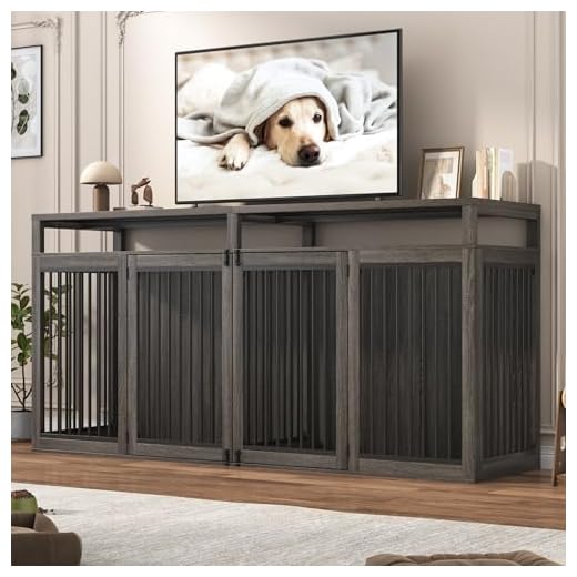 87-Inch Farmhouse Dog Crate TV Stand