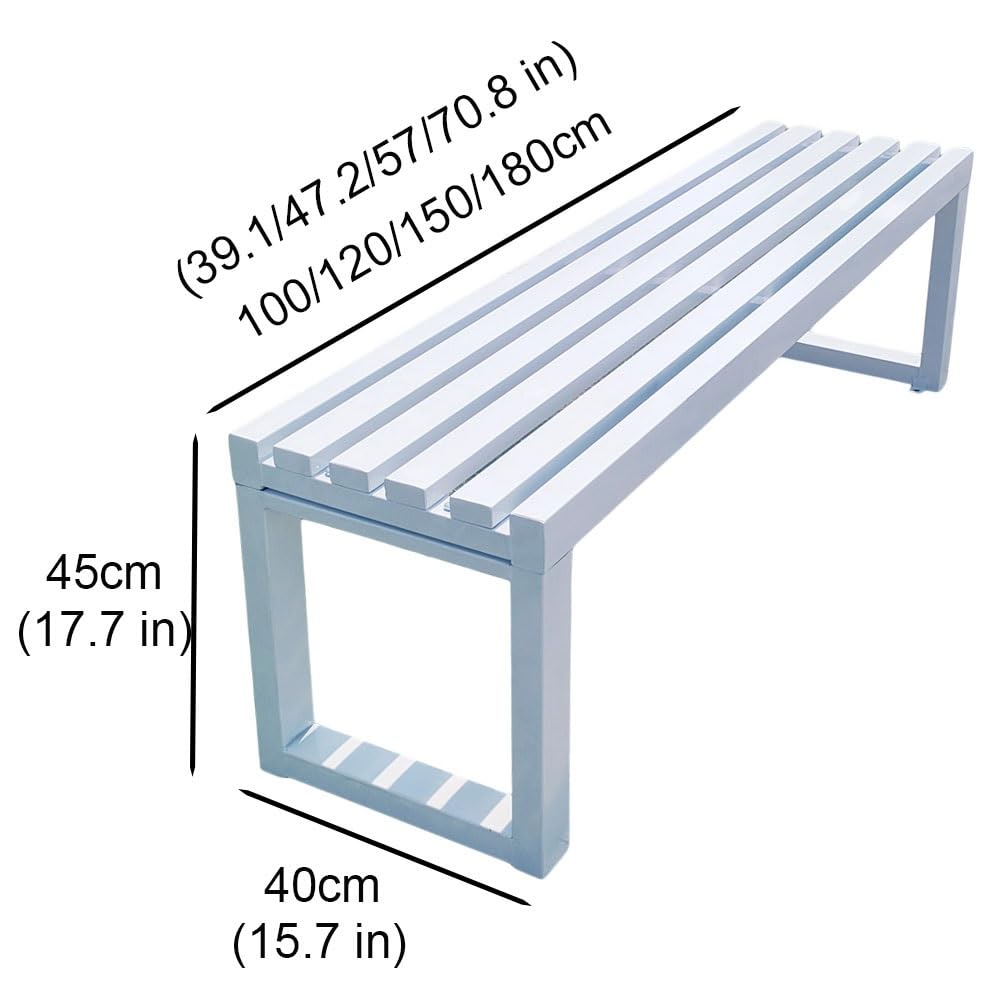 Generisch Gartenbank Metall wetterfest Balkonbank Parkbank 2-Sitzer ohne Armlehnen & Rückenlehne Sitzbank für Garten,Terrasse,Hof,Veranda 400kg Belastbar(Orange,150 cm)