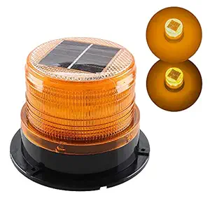 Sidaqi Solar-Energy LED Beacon Strobe Light 12V Amber with Magnetic Base Emergency Warning Flashing Caution Lights for Forklift Construction Vehicles Truck