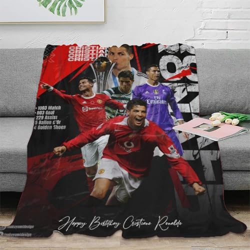 UPRSTUVWX Ronaldo Manta Manta Impresa 3D Microfibra Cubierta De Cama Multiusos Mullida Suave Acogedora Y Cálida para Niños Adultos，para Adultos Y Niños 40x50inch(100x130cm)