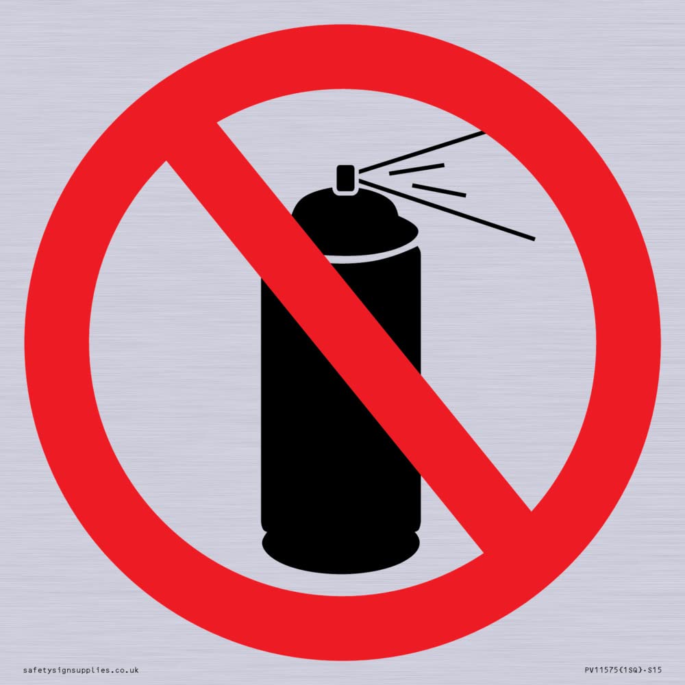 Viking Signs P906 Prohibition: No aerosol Sign - 150x150mm - S15, Red/White