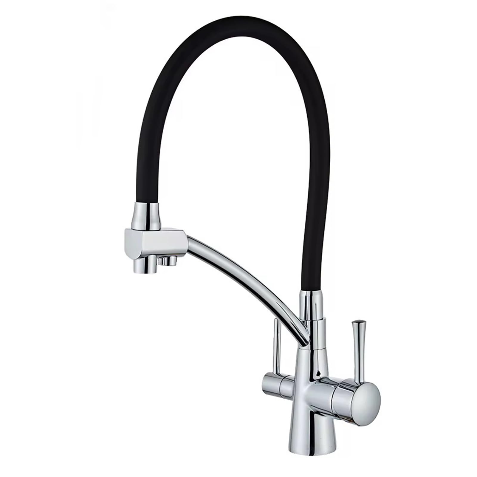 ZQFHSX Kitchen Mixer Tap, Flexible 3 Way Swivel, Brass-Chrome Plated, Dual Handle Design for Optimal Flow and Functionality