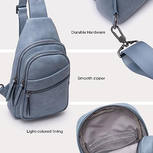 Image of Alldaily Large Sling Bag for Women Crossbody Purse Leather Fashionable Trendy Chest Bag for Travel, Fanny Pack (Blue)