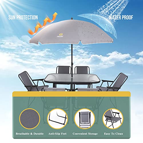 Nice C NC-8PCPTO-GREY01 Outdoor Dining Sets, Patio Furniture Set, 8 Piece Set With Umbrella thumb #3