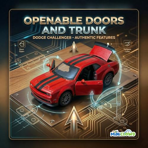 Image of 1:36 Scale Die-cast Metal Car Toy for Boys & Kids, Collectiable and Birthday Gift, openable Doors and Lights, Alloy Model car for Boys and Collectors (RED)
