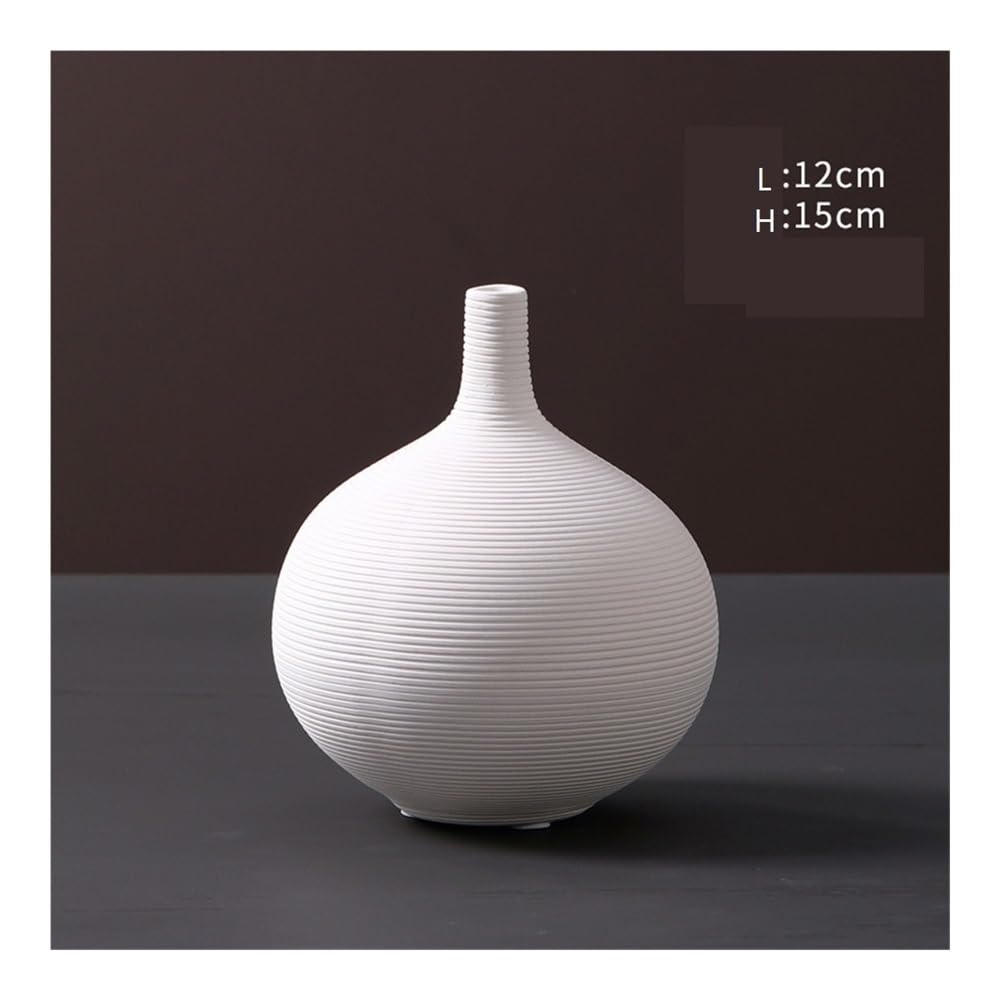 Wazon na kwiaty, Zestaw 4 białych, gładkich ceramicznych wazonów w stylu vintage z zarodkami, dekoracja stołu salonie